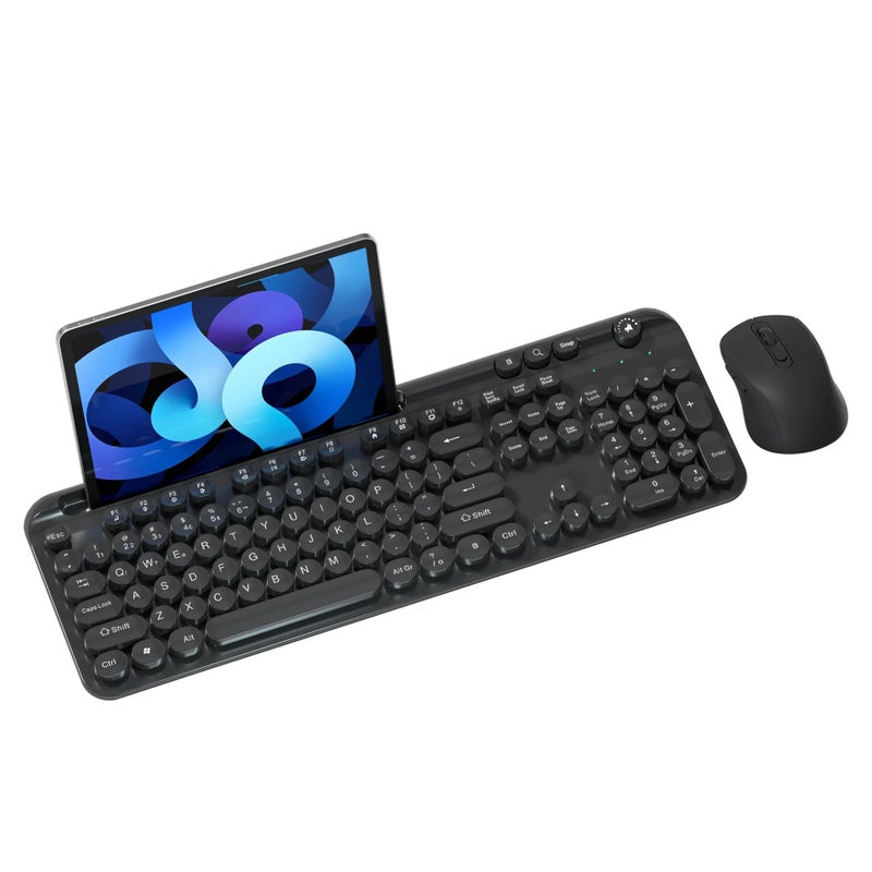 Bluejw Wireless Gaming Keyboard and Mouse Combo, Dual Mode 2.4G BT, Round Keycaps, Portable Mixed Color Set with U-Slot - Image 2